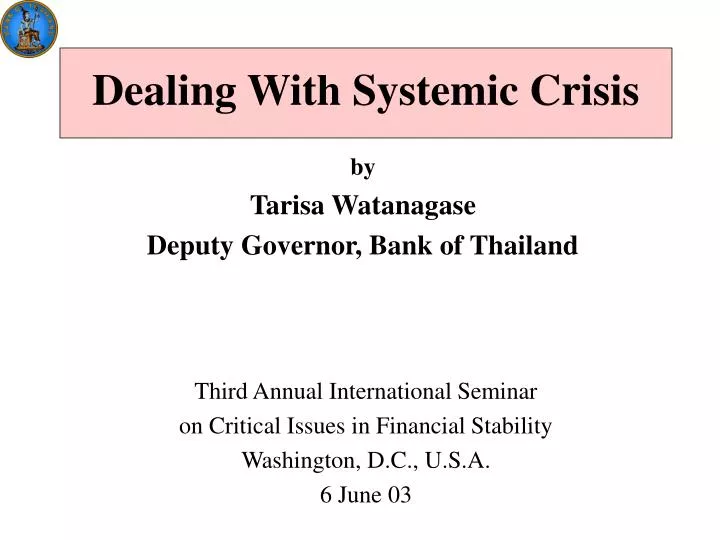 dealing with systemic crisis