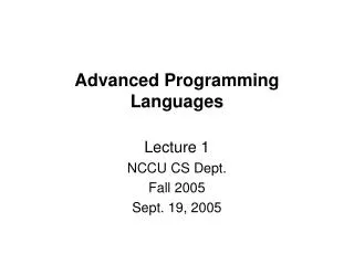 Advanced Programming Languages