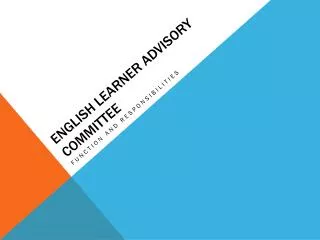 English Learner Advisory Committee