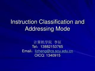 Instruction Classification and Addressing Mode