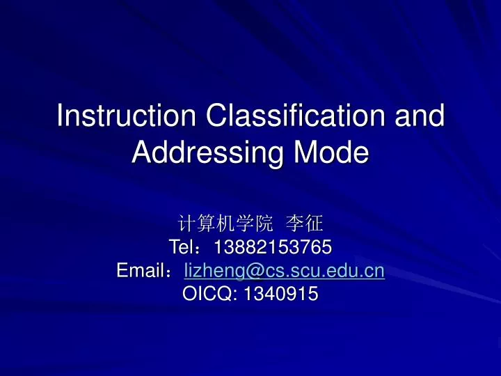 instruction classification and addressing mode