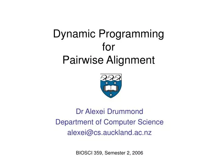 dynamic programming for pairwise alignment
