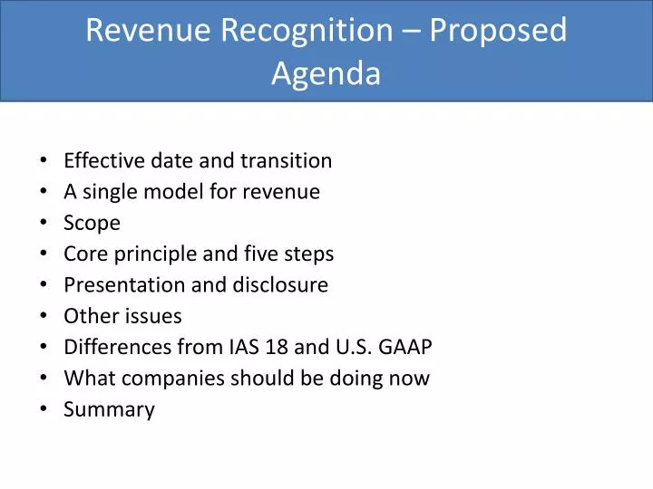 revenue recognition proposed agenda