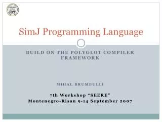 SimJ Programming Language