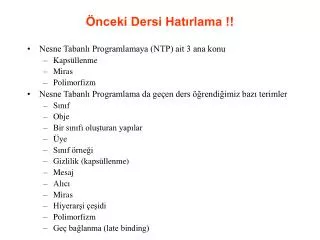 nceki dersi hat rlama