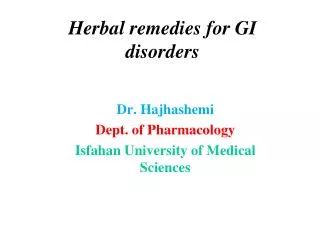 Herbal remedies for GI disorders