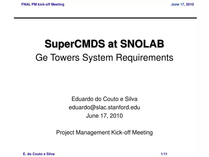 supercmds at snolab