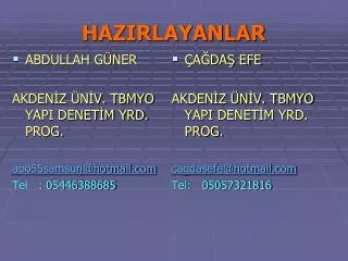hazirlayanlar