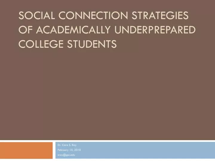 social connection strategies of academically underprepared college students