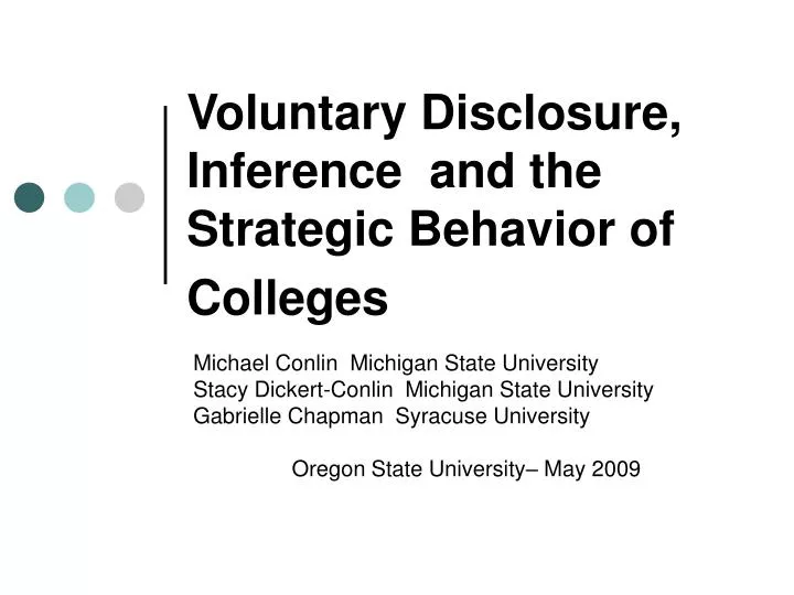 voluntary disclosure inference and the strategic behavior of colleges