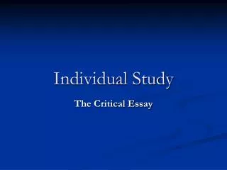 Individual Study