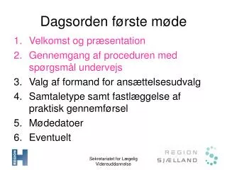 dagsorden f rste m de