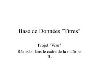 base de donn es titres