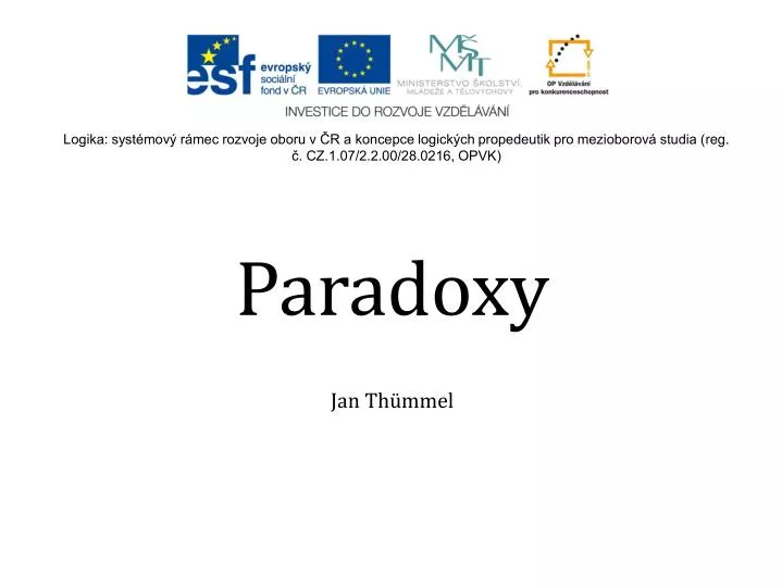 paradoxy jan th mmel