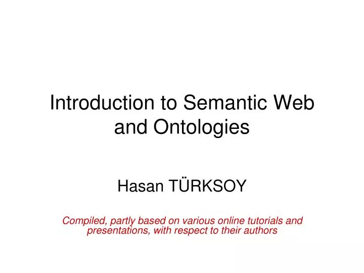 introduction to semantic web and ontologies