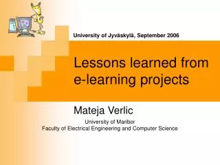 Lessons learned from e-learning projects