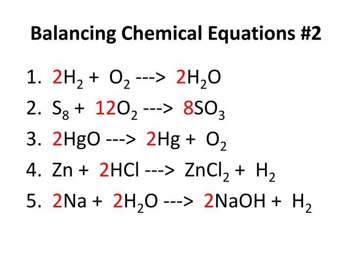 balancing chemical equations 2