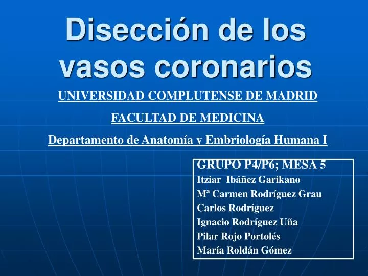 disecci n de los vasos coronarios