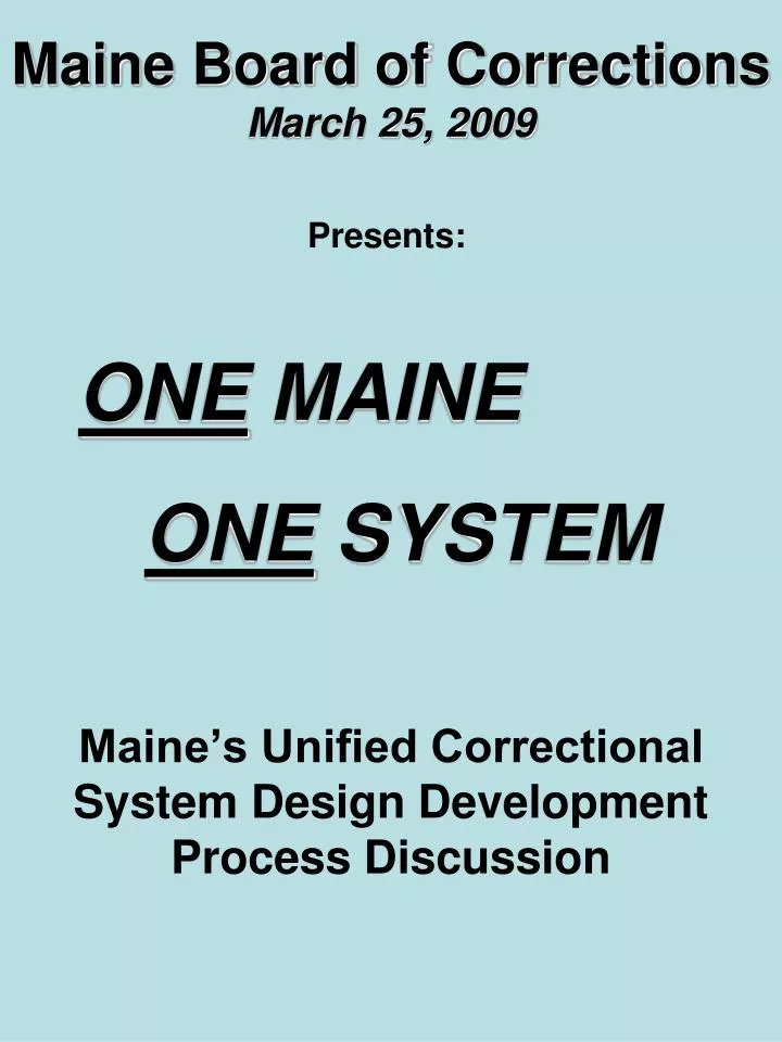maine board of corrections march 25 2009