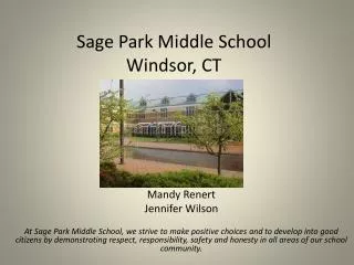 Sage Park Middle School Windsor, CT