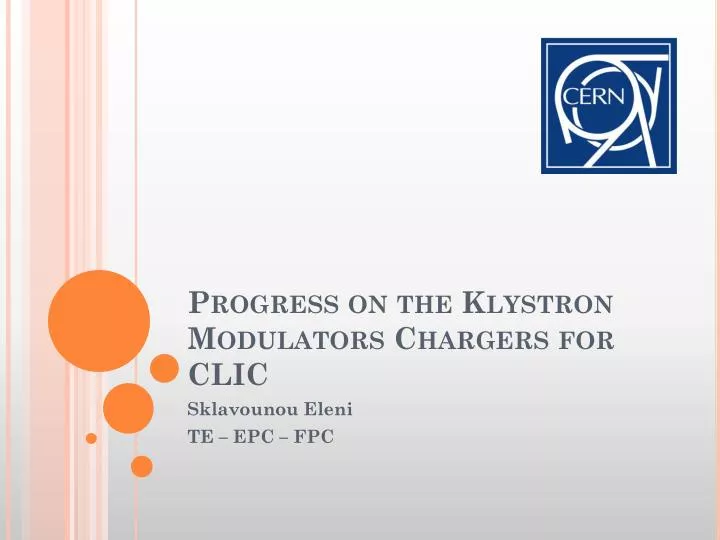 progress on the klystron modulators chargers for clic