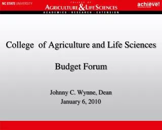 College of Agriculture and Life Sciences Budget Forum