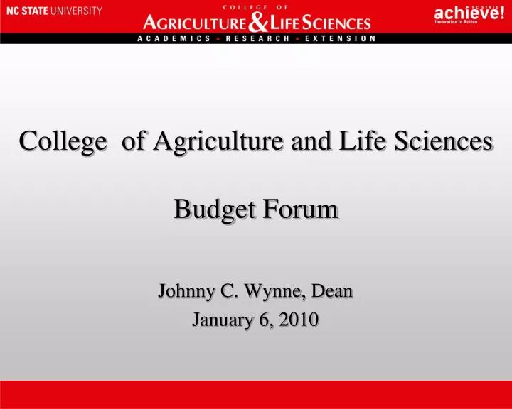 college of agriculture and life sciences budget forum