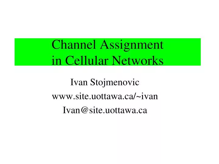 channel assignment in cellular networks