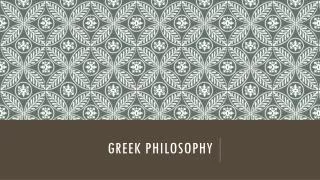 Greek Philosophy