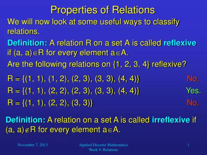 properties of relations