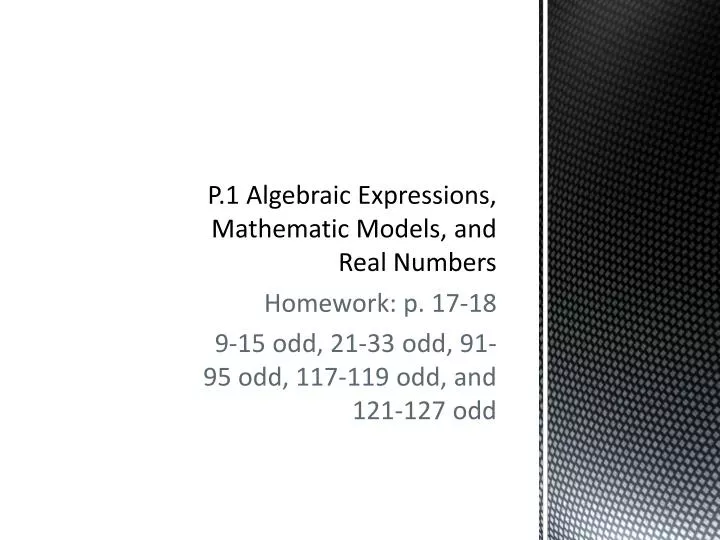 p 1 algebraic expressions mathematic models and real numbers