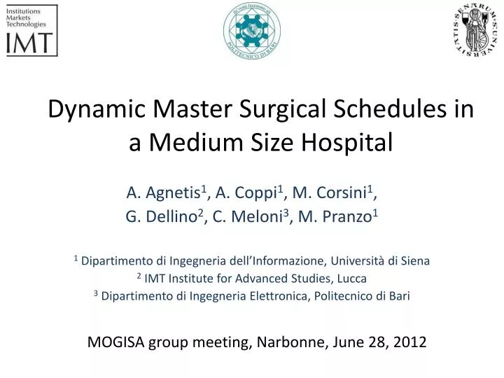 dynamic master surgical schedules in a medium size hospital
