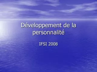 d veloppement de la personnalit
