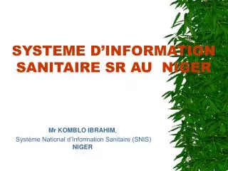 systeme d information sanitaire sr au niger