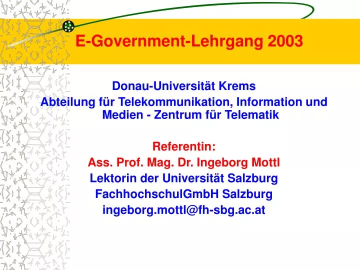 e government lehrgang 2003