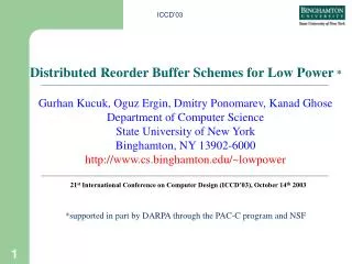 Distributed Reorder Buffer Schemes for Low Power *