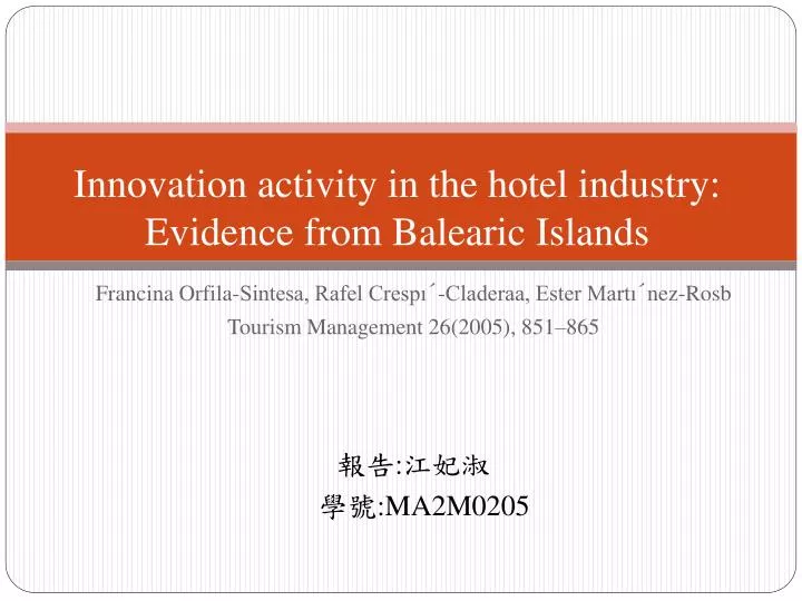 innovation activity in the hotel industry evidence from balearic islands