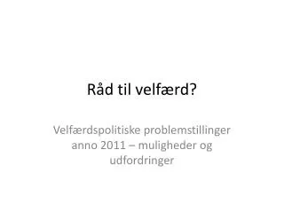 r d til velf rd