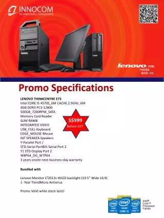 Bundled with Lenovo Monitor LT2013s WLED backlight (19.5&quot; Wide 16:9) 1- Year TrendMicro Antivirus