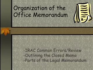 Organization of the Office Memorandum