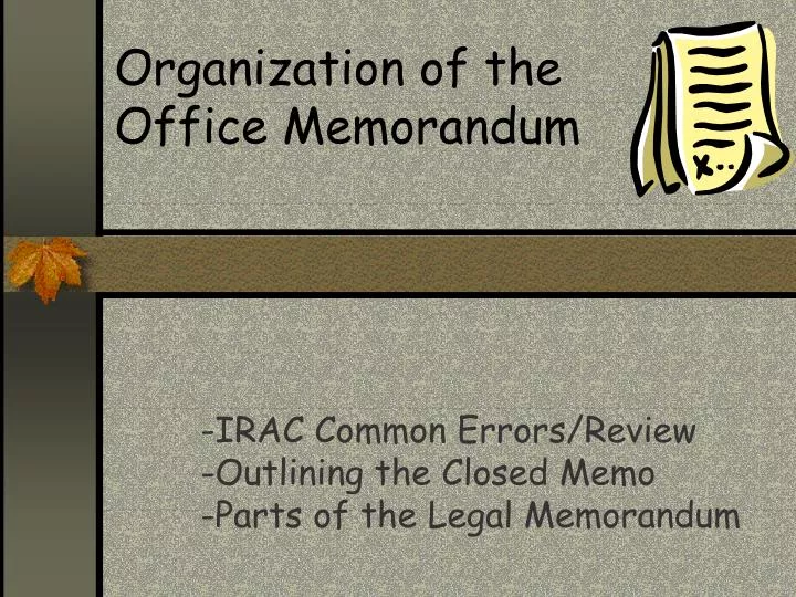 organization of the office memorandum