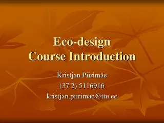 Eco-design Course Introduction