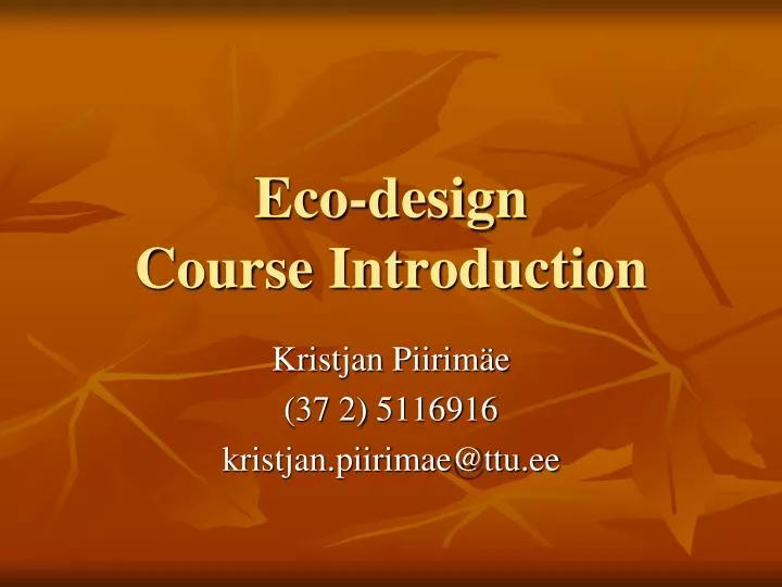 eco design course introduction