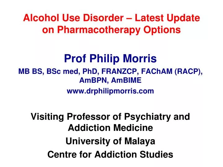 alcohol use disorder latest update on pharmacotherapy options
