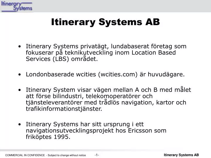 itinerary systems ab