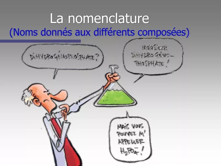 la nomenclature noms donn s aux diff rents compos es