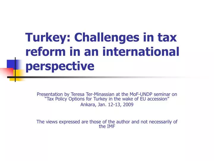 turkey challenges in tax reform in an international perspective