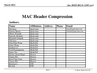 MAC Header Compression