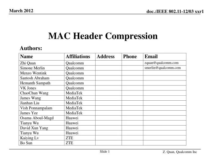 mac header compression