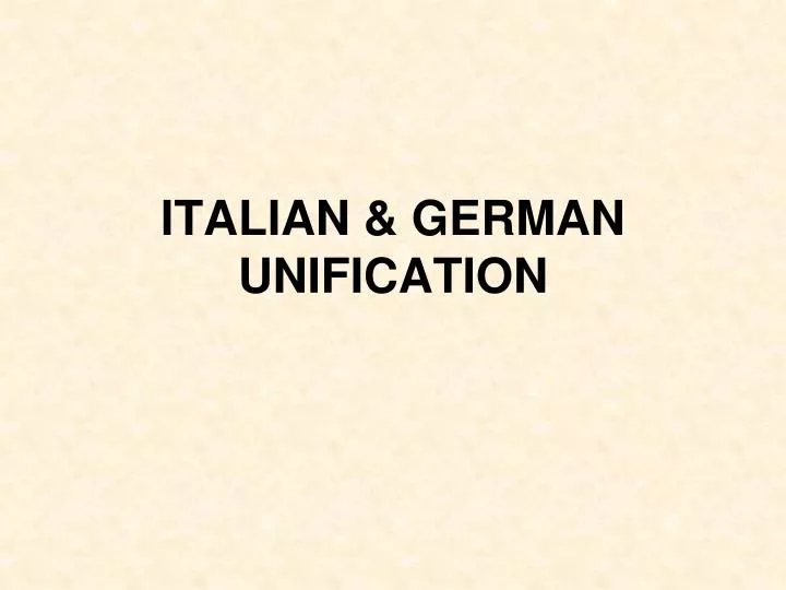 italian german unification